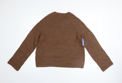 Marks and Spencer Men Brown Argyle Knit Jumper Size S Wool Blend