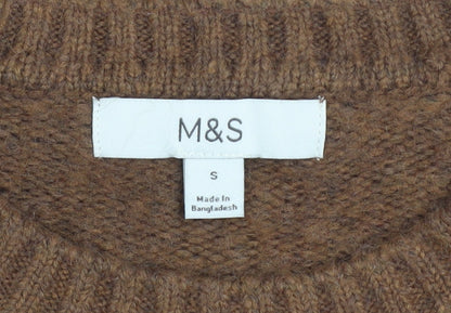 Marks and Spencer Men Brown Argyle Knit Jumper Size S Wool Blend