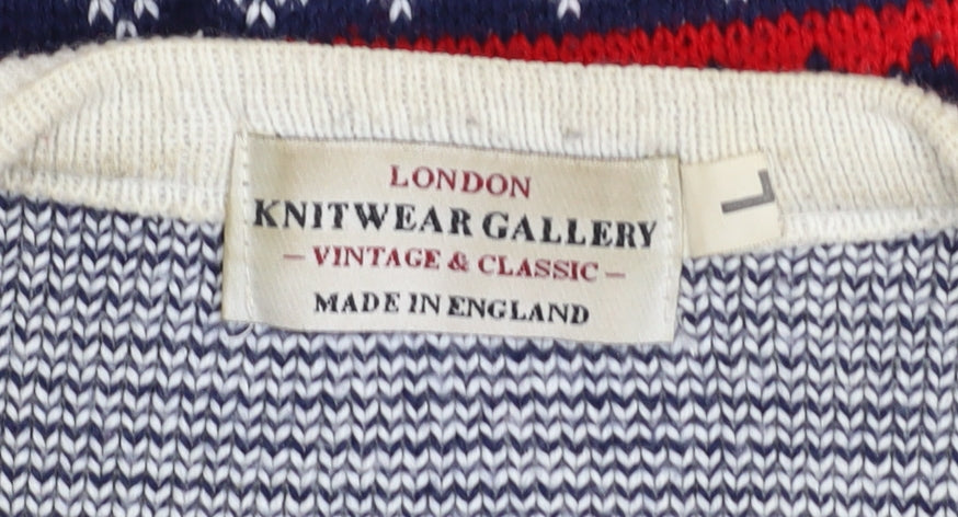 Knitwear Gallery Men Blue Christmas Fair Isle Jumper Size L