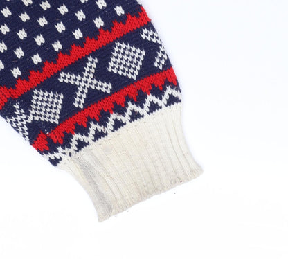 Knitwear Gallery Men Blue Christmas Fair Isle Jumper Size L