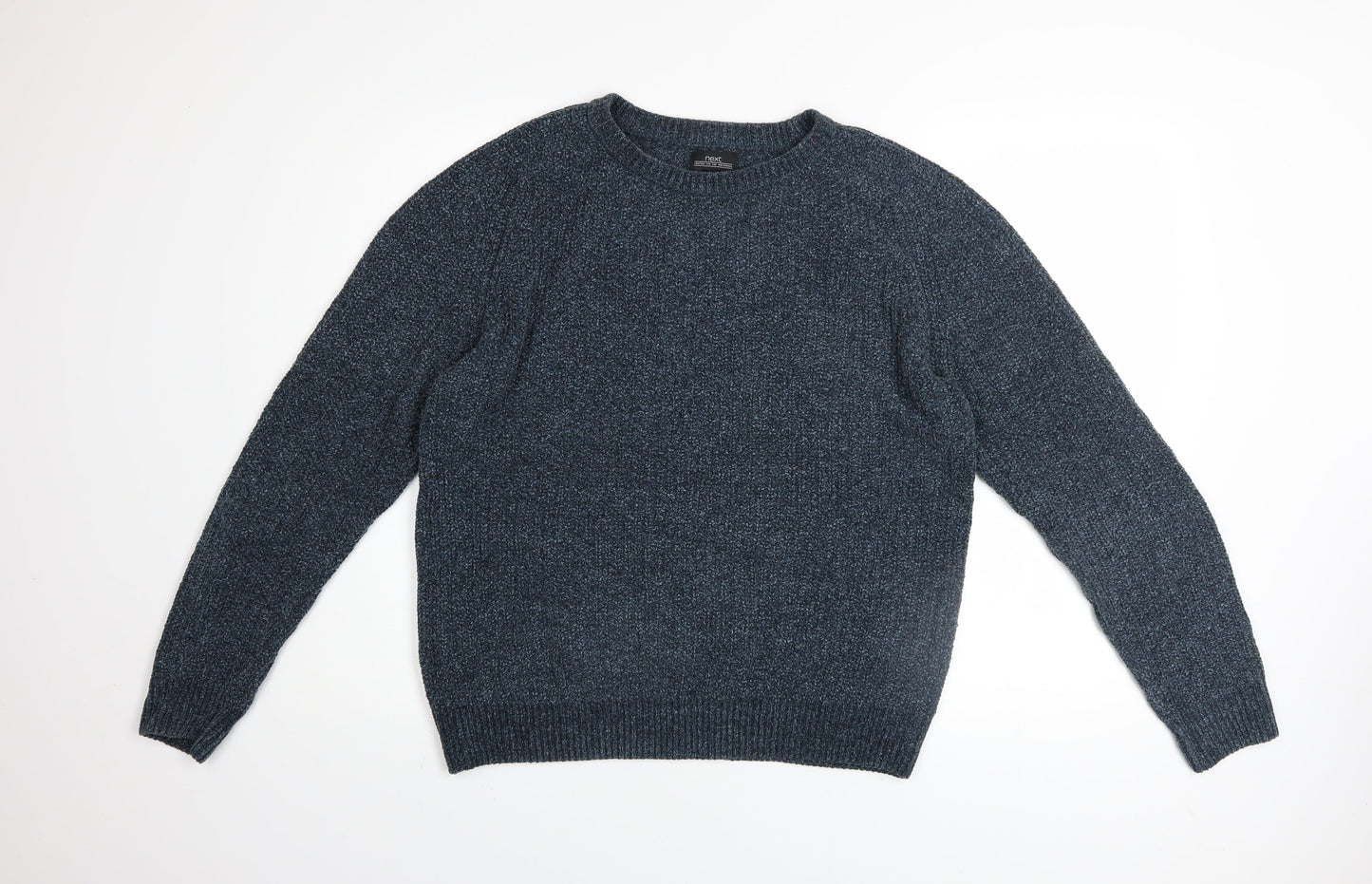 Next Men's Blue Acrylic Cotton Crew Neck Chunky Knit Jumper M