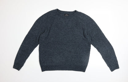 Next Men's Blue Acrylic Cotton Crew Neck Chunky Knit Jumper M