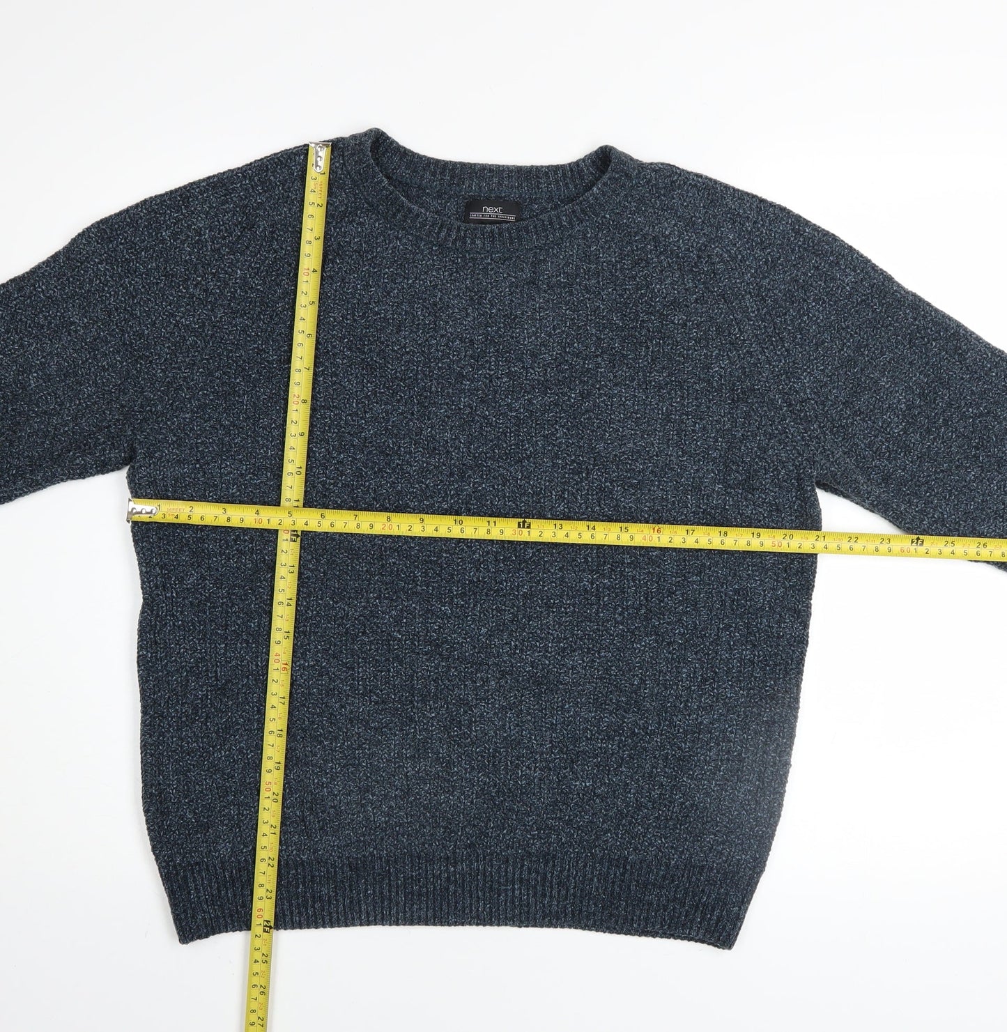 Next Men's Blue Acrylic Cotton Crew Neck Chunky Knit Jumper M