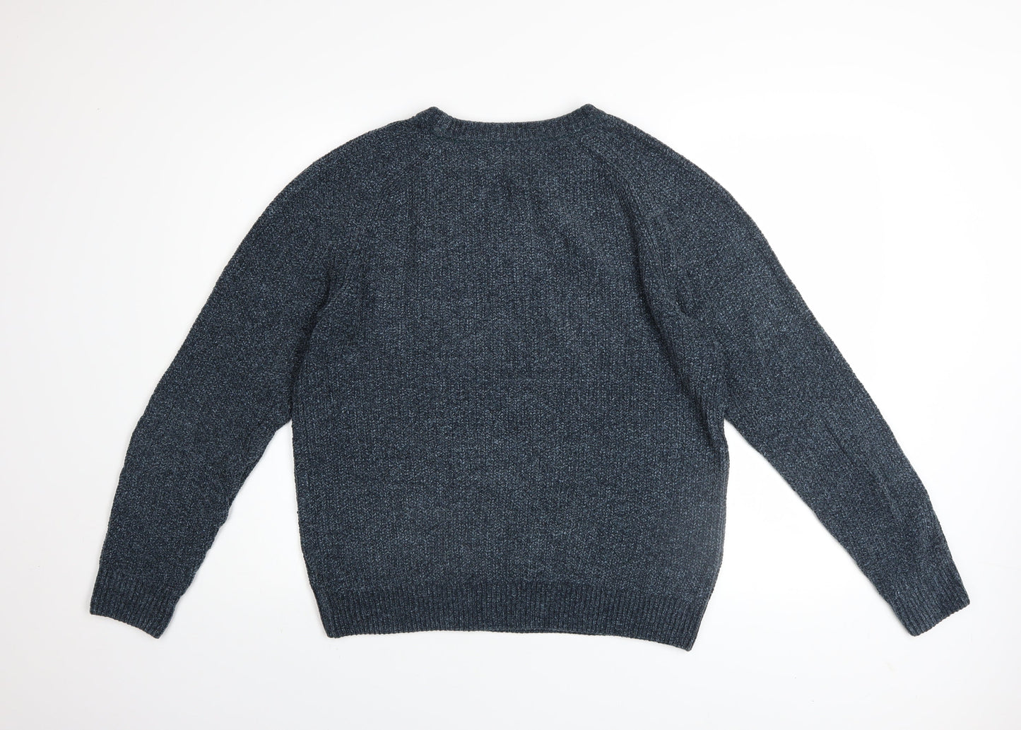 Next Men's Blue Acrylic Cotton Crew Neck Chunky Knit Jumper M