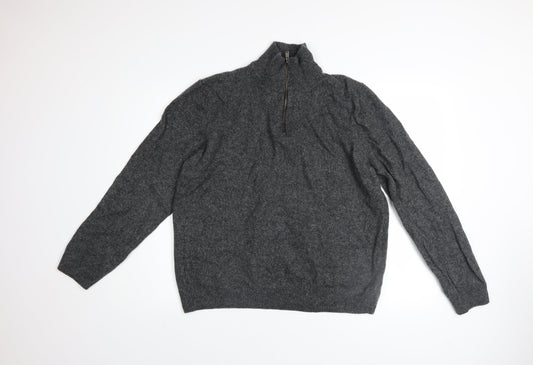 Marks and Spencer Men’s Grey 2XL Wool Half Zip Jumper