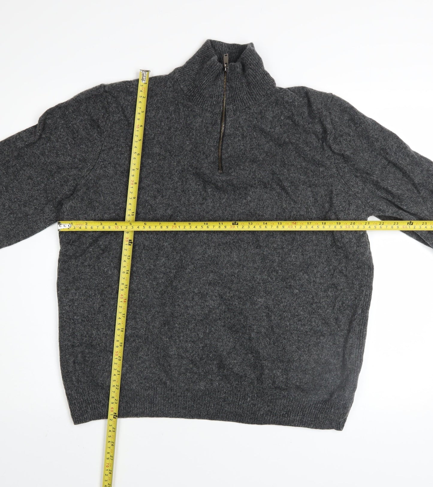 Marks and Spencer Men’s Grey 2XL Wool Half Zip Jumper