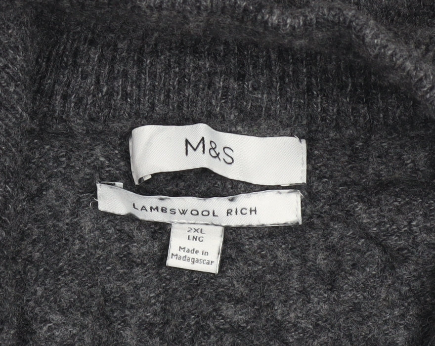 Marks and Spencer Men’s Grey 2XL Wool Half Zip Jumper