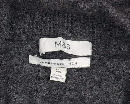 Marks and Spencer Men’s Grey 2XL Wool Half Zip Jumper