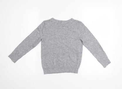 John Lewis Girls Grey Sequin Star Pullover Jumper Age 7 Years