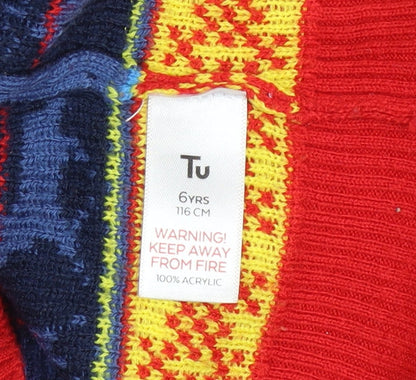 Boys UK Size 6 Years TU Multicoloured Pullover Jumper
