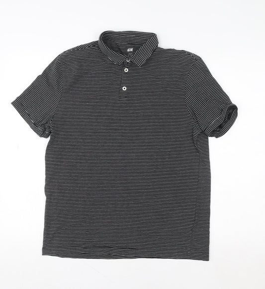 Womens UK Size M H&M Black Basic Polo