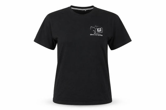 Front view of Premium unisex black cotton crew neck short sleeve t-shirt m
