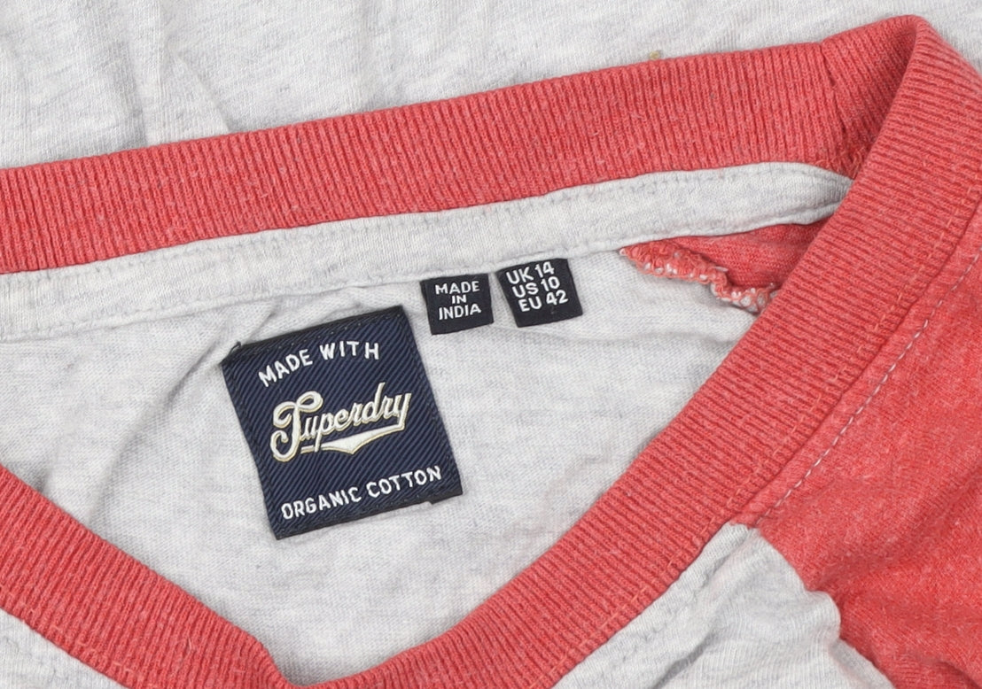 Womens UK Size 14 Superdry Grey Pullover Sweatshirt