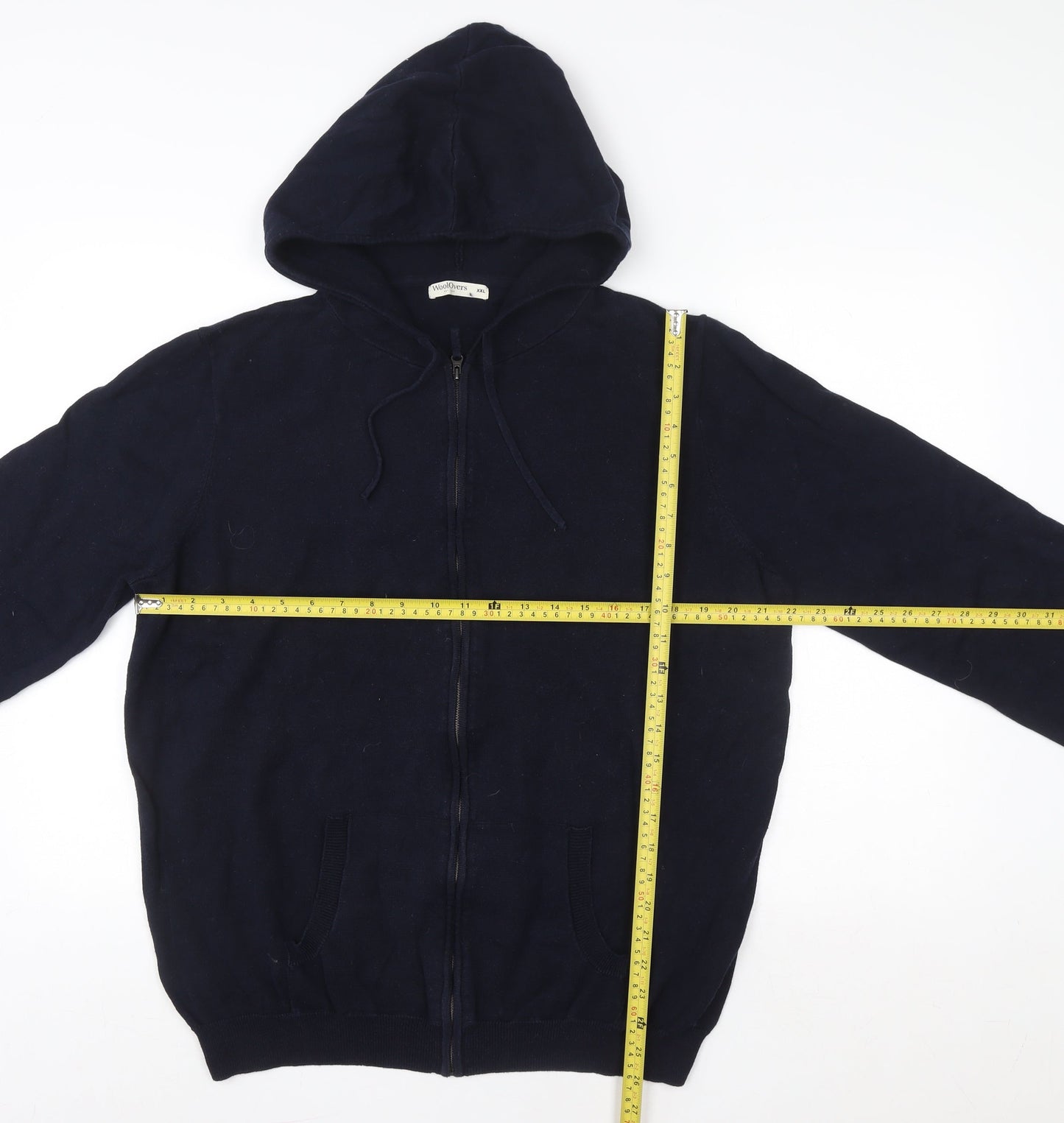 Mens UK Size 2XL Woolovers Blue Full Zip Hoodie