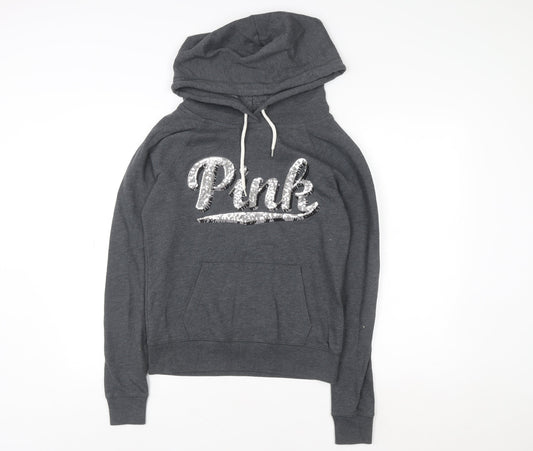 Womens UK Size S Victoria's Secret PINK Grey Pullover Hoodie
