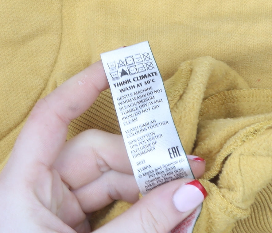 Boys UK Size 10-11 Years Marks and Spencer Yellow Pullover Hoodie