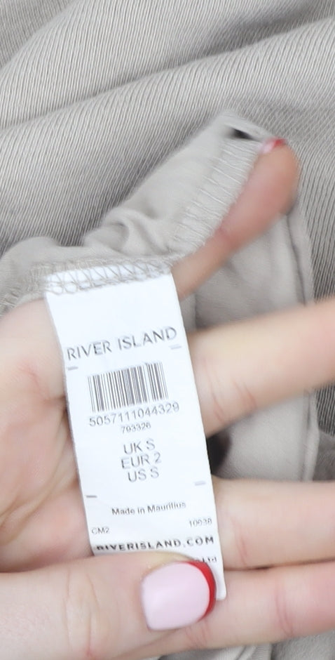 Womens UK Size S River Island Beige Cropped T-Shirt