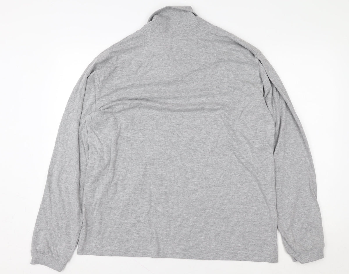 Hydra Active Men’s Grey Long Sleeve Cotton Roll Neck Top Size M