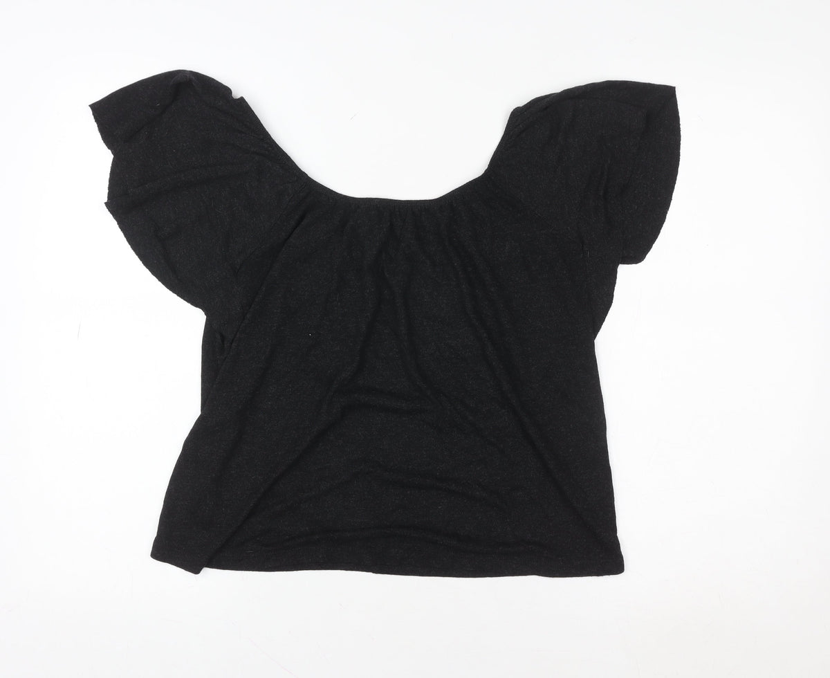Womens UK Size 8 Warehouse Black Tunic Blouse