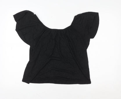 Womens UK Size 8 Warehouse Black Tunic Blouse