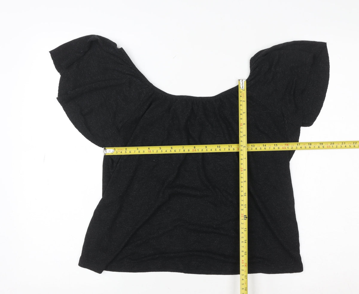 Womens UK Size 8 Warehouse Black Tunic Blouse