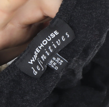 Womens UK Size 8 Warehouse Black Tunic Blouse