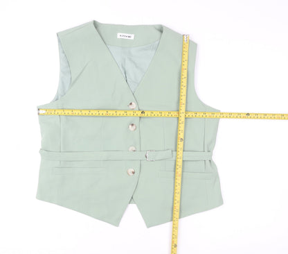 Katch Me Womens Green Belted Button Waistcoat XL Elegant Smart