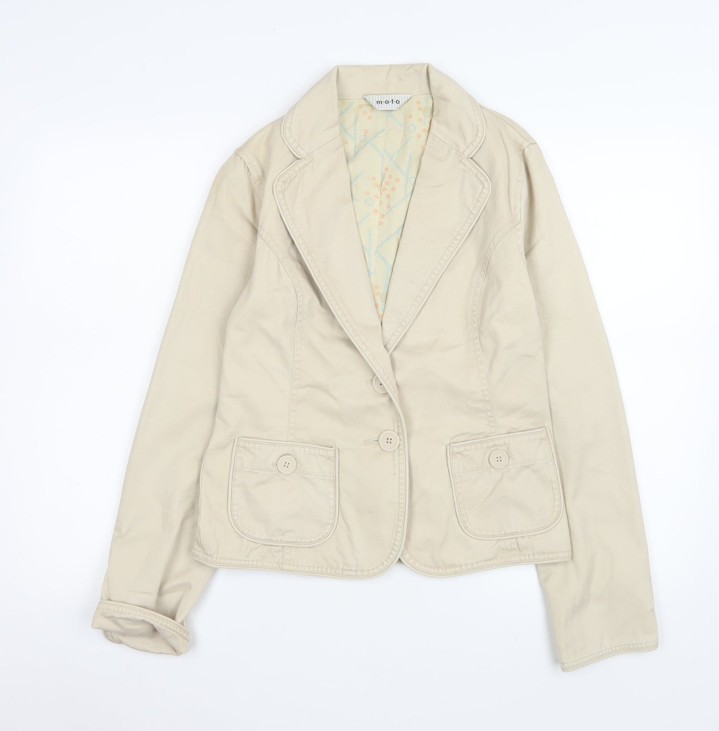 Womens UK Size 10 Moto Beige Blazer