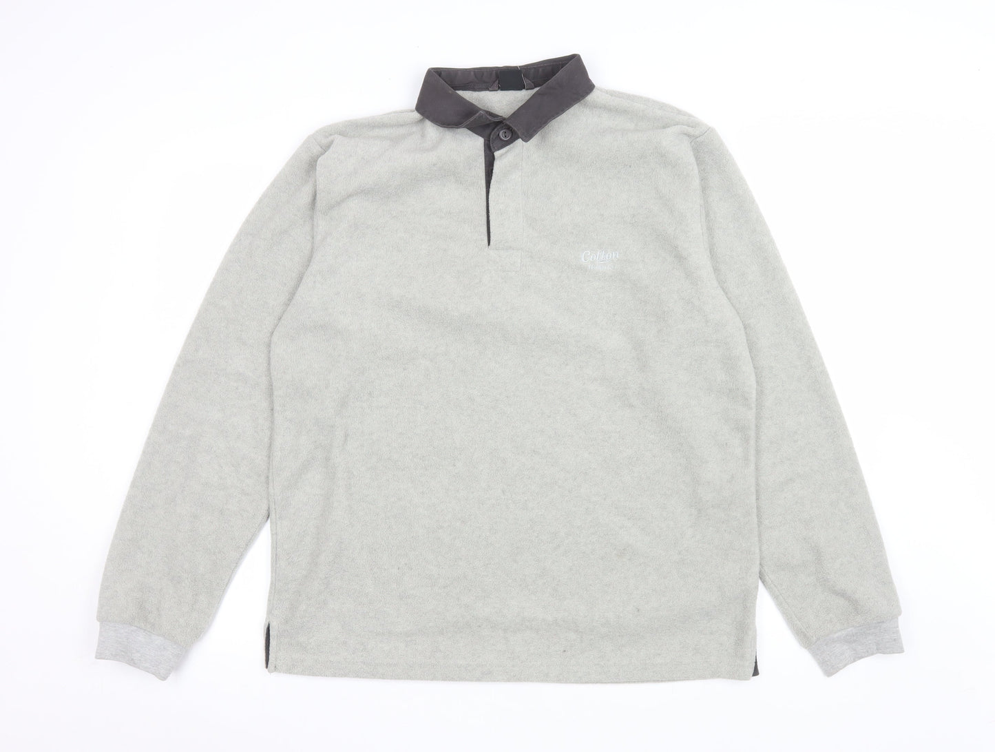 Mens UK Size L Cotton Traders Grey Henley Sweatshirt