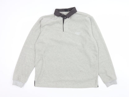 Mens UK Size L Cotton Traders Grey Henley Sweatshirt