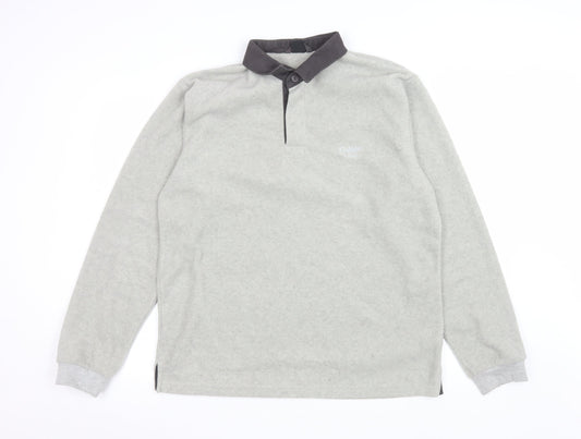 Mens UK Size L Cotton Traders Grey Henley Sweatshirt