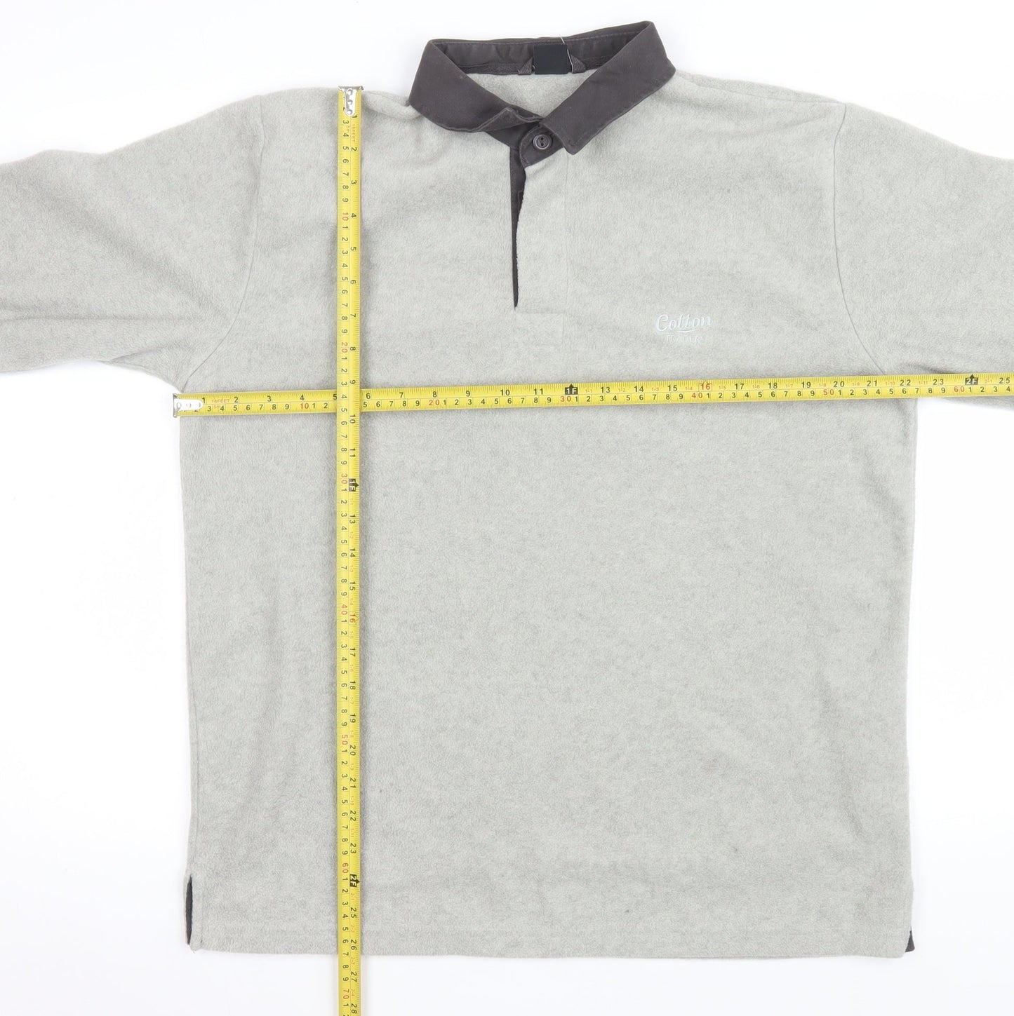 Mens UK Size L Cotton Traders Grey Henley Sweatshirt
