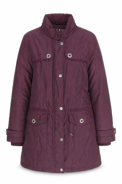 Marks & Spencer Women’s Purple Parka Coat M Long with Faux Fur Trim