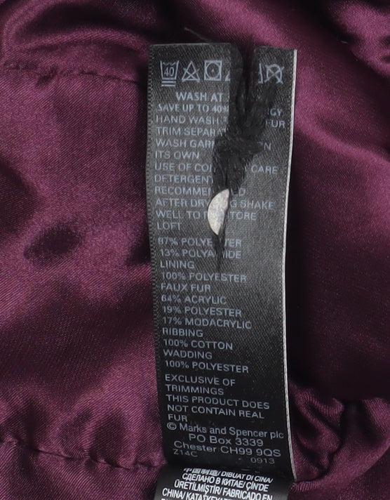 Womens UK Size M Marks and Spencer Purple Parka Coat