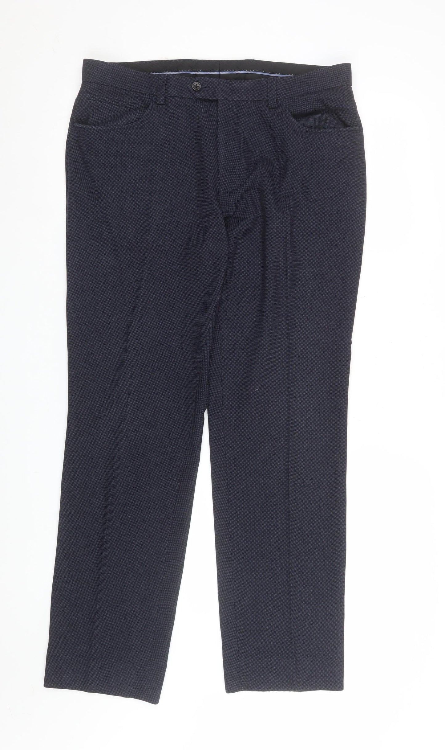 Mens UK Size 34R NEXT Regular Fit Dress Pants Blue Trousers