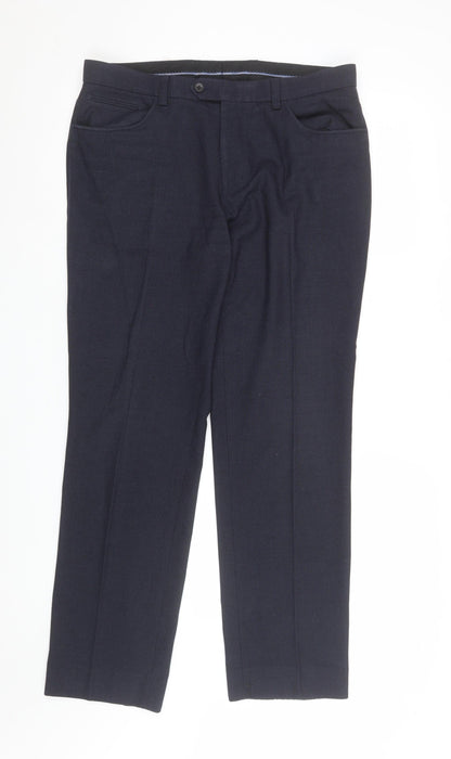 Mens UK Size 34R NEXT Regular Fit Dress Pants Blue Trousers