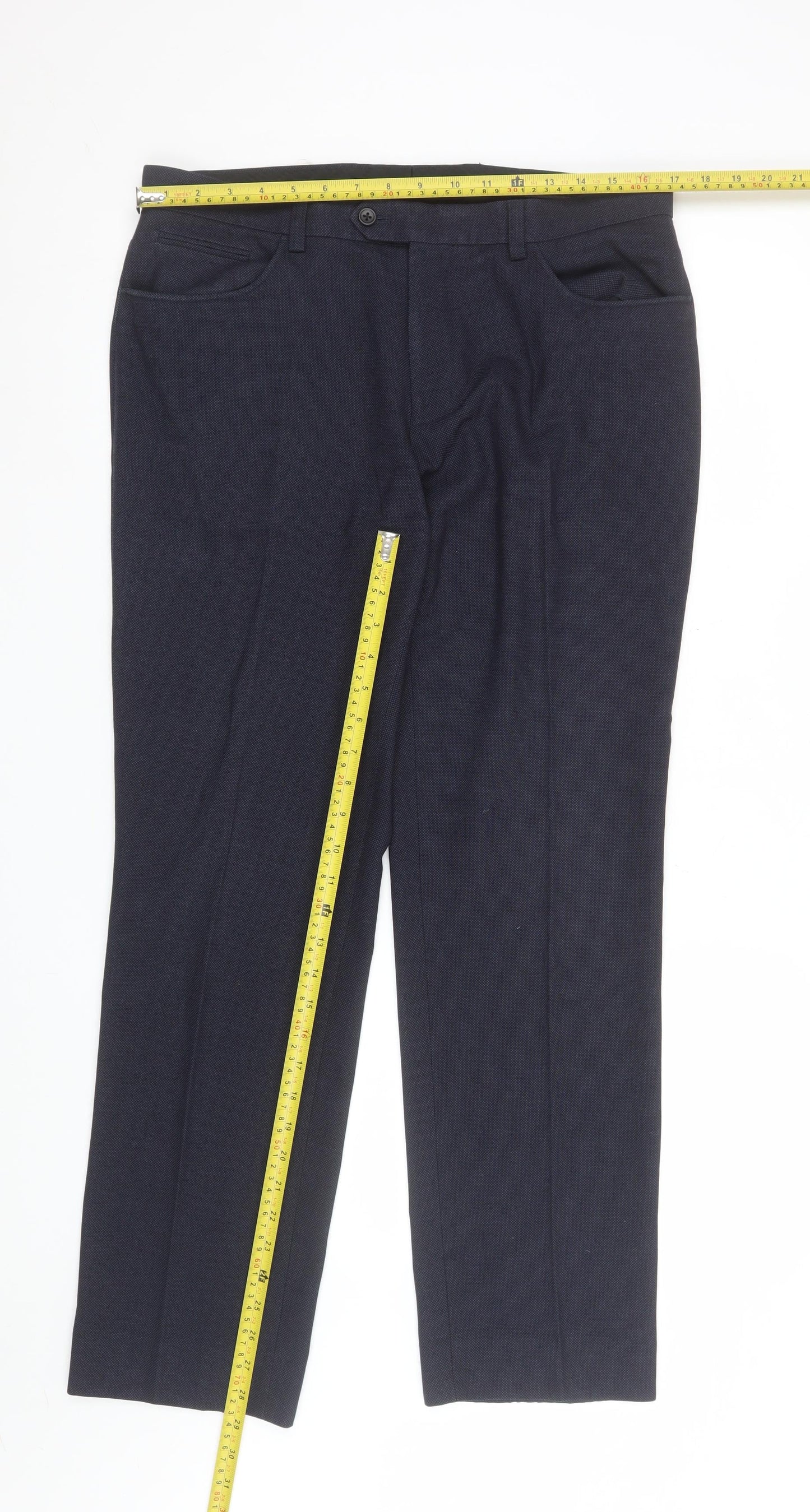 Mens UK Size 34R NEXT Regular Fit Dress Pants Blue Trousers