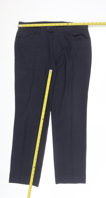 Mens UK Size 34R NEXT Regular Fit Dress Pants Blue Trousers