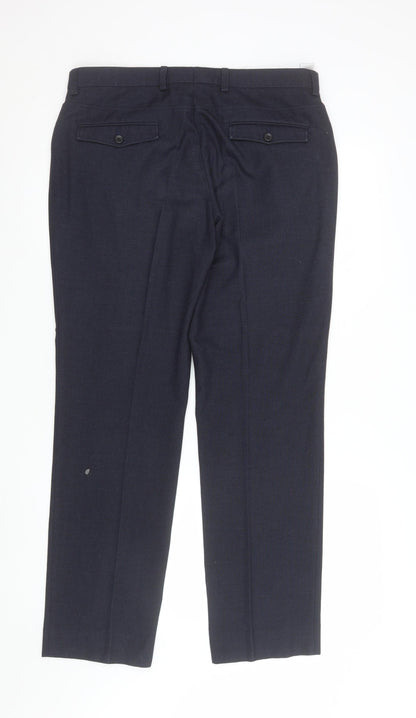 Mens UK Size 34R NEXT Regular Fit Dress Pants Blue Trousers