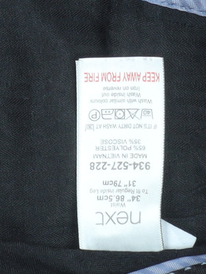 Mens UK Size 34R NEXT Regular Fit Dress Pants Blue Trousers