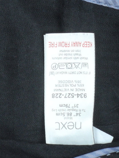 Mens UK Size 34R NEXT Regular Fit Dress Pants Blue Trousers