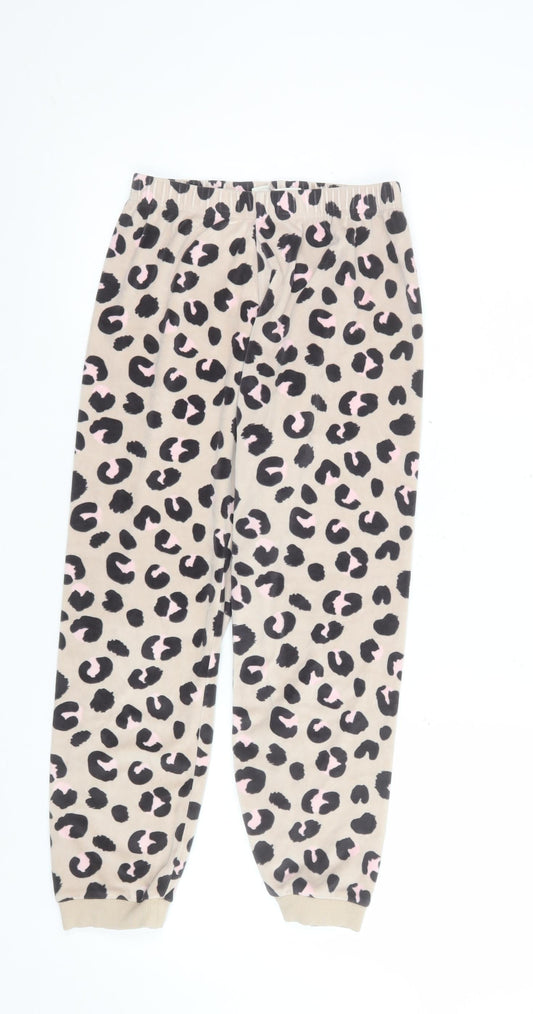 Marks and Spencer Girls Beige Animal Print Fleece Pyjama Pants 9-10 Years