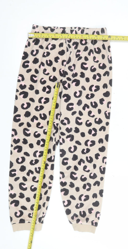 Marks and Spencer Girls Beige Animal Print Fleece Pyjama Pants 9-10 Years