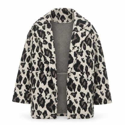 Next Girls Beige Animal Print Coatigan 8 Years Mid-Length Knit Jacket