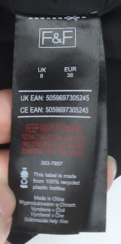 Womens UK Size 8 F&F Black Parka Coat
