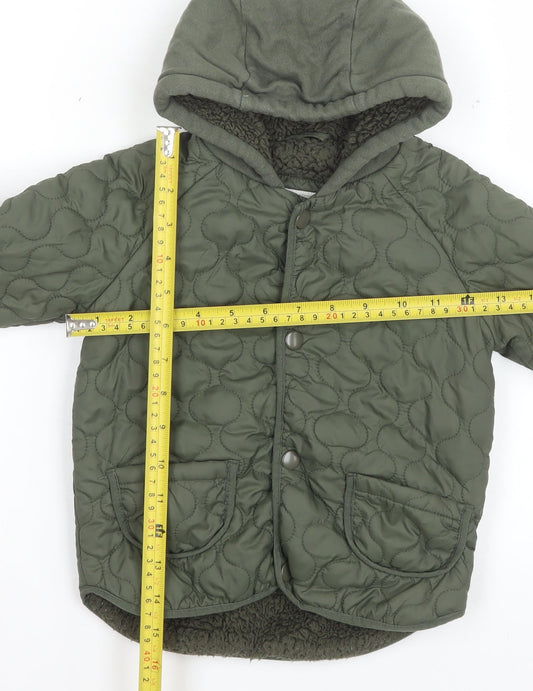 George Unisex Baby Green Quilted Hooded Jacket 18-24 Months