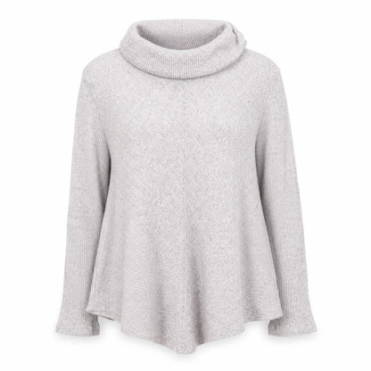 Front view of No Frills Los Angeles Women’s Beige Roll Neck Knit Top, size M