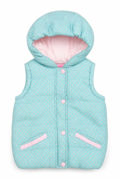 John Lewis Girls Green Floral Hooded Puffer Waistcoat Age 6 Years