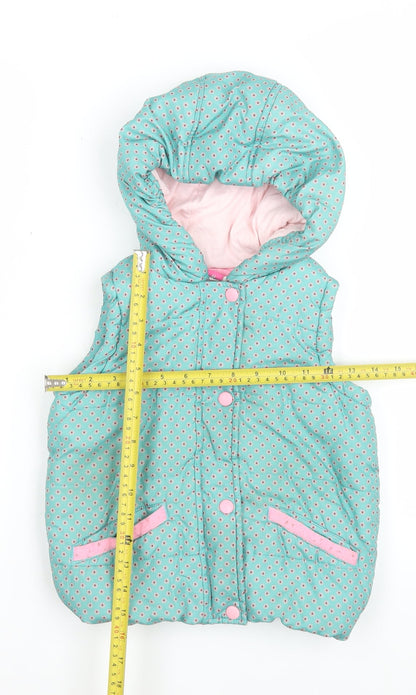 John Lewis Girls Green Floral Hooded Puffer Waistcoat Age 6 Years