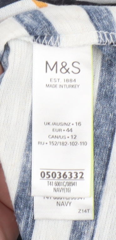 Womens UK Size 16 Marks and Spencer Blue Basic T-Shirt